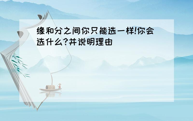 缘和分之间你只能选一样!你会选什么?并说明理由