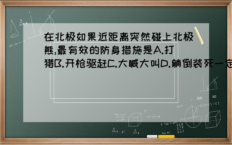 在北极如果近距离突然碰上北极熊,最有效的防身措施是A.打猎B.开枪驱赶C.大喊大叫D.躺倒装死一定要准确,谢谢诸位了