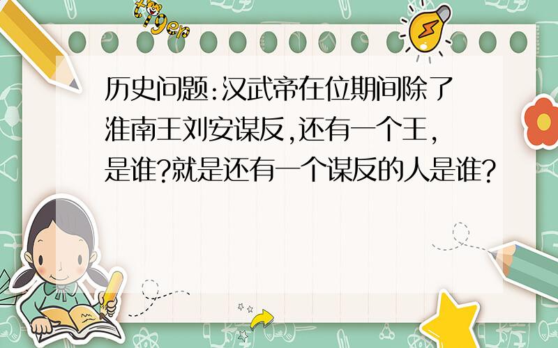 历史问题:汉武帝在位期间除了淮南王刘安谋反,还有一个王,是谁?就是还有一个谋反的人是谁?