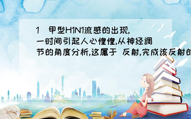 1）甲型H1N1流感的出现,一时间引起人心惶惶,从神经调节的角度分析,这属于 反射,完成该反射的神经中枢主要集中在 .2）引起人类甲型H1N1流感的病原体是 .它与其他所有生物相比,在结构上的