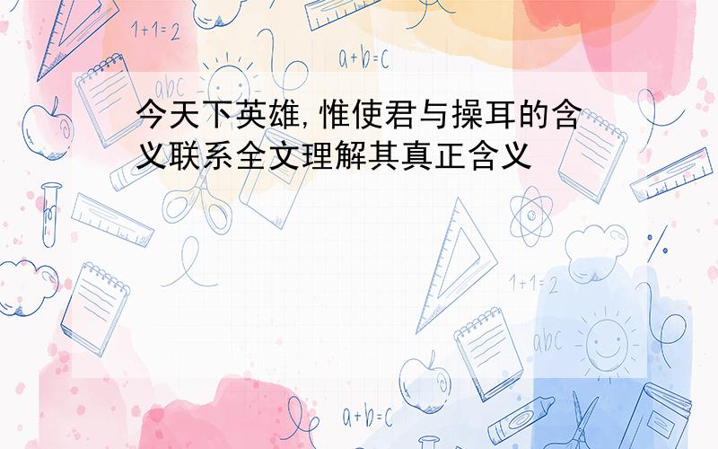 今天下英雄,惟使君与操耳的含义联系全文理解其真正含义