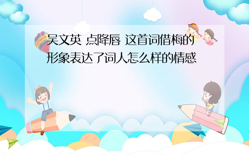 吴文英 点降唇 这首词借梅的形象表达了词人怎么样的情感