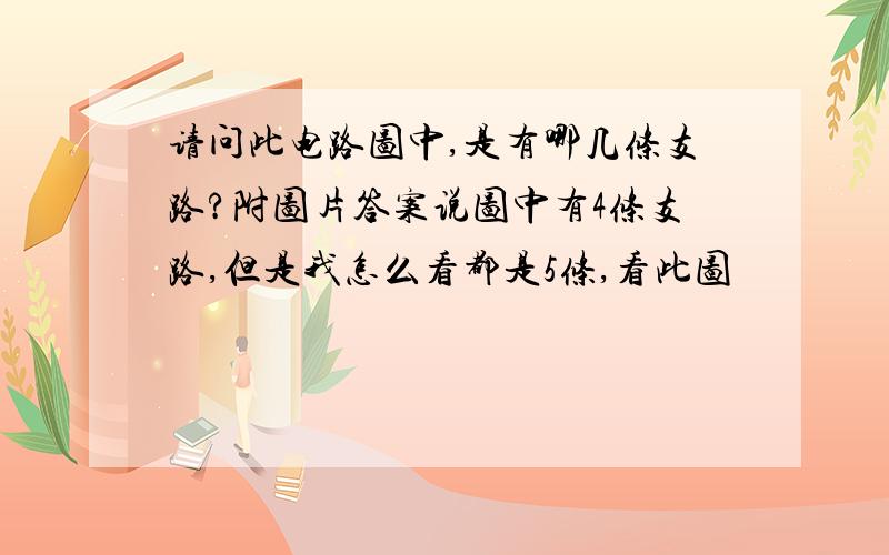 请问此电路图中,是有哪几条支路?附图片答案说图中有4条支路,但是我怎么看都是5条,看此图