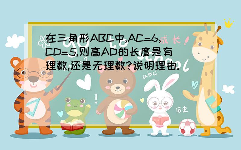 在三角形ABC中,AC=6,CD=5,则高AD的长度是有理数,还是无理数?说明理由.