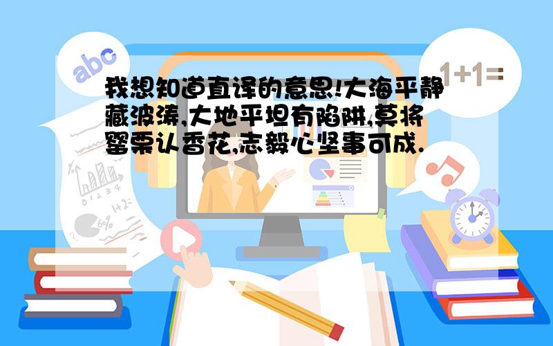 我想知道直译的意思!大海平静藏波涛,大地平坦有陷阱,莫将罂栗认香花,志毅心坚事可成.