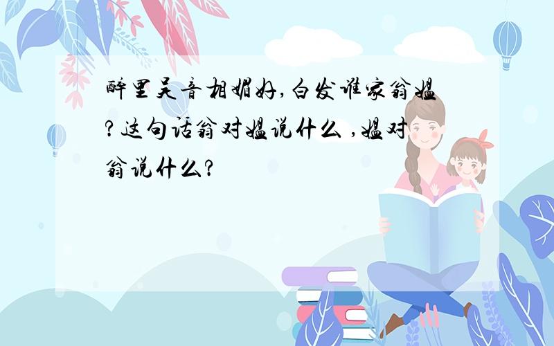 醉里吴音相媚好,白发谁家翁媪?这句话翁对媪说什么 ,媪对翁说什么?