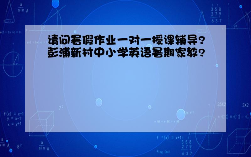 请问暑假作业一对一授课辅导?彭浦新村中小学英语暑期家教?