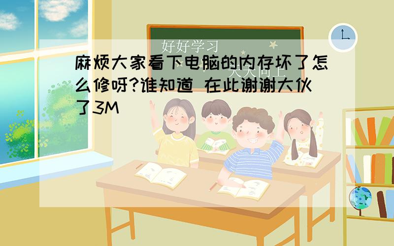 麻烦大家看下电脑的内存坏了怎么修呀?谁知道 在此谢谢大伙了3M