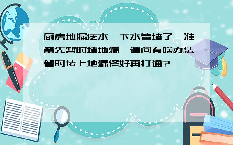 厨房地漏泛水,下水管堵了,准备先暂时堵地漏,请问有啥办法暂时堵上地漏修好再打通?