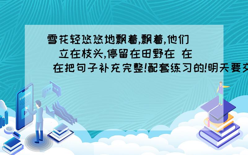 雪花轻悠悠地飘着,飘着,他们魜立在枝头,停留在田野在 在 在把句子补充完整!配套练习的!明天要交了!