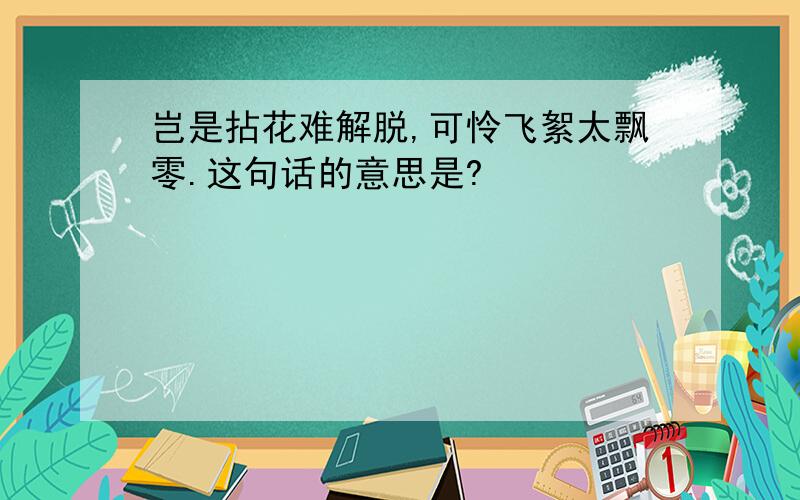 岂是拈花难解脱,可怜飞絮太飘零.这句话的意思是?