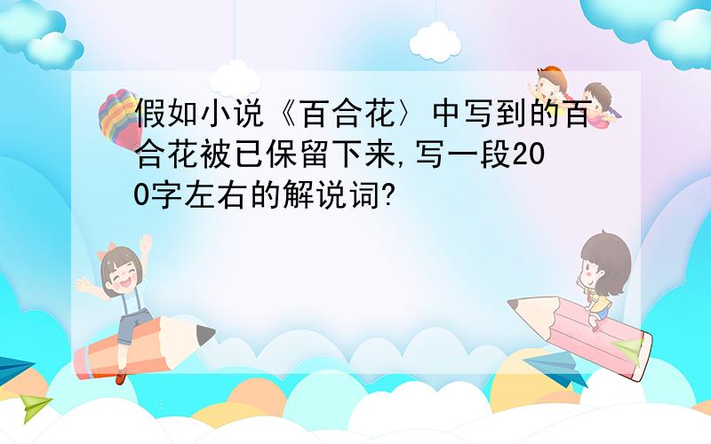 假如小说《百合花〉中写到的百合花被已保留下来,写一段200字左右的解说词?