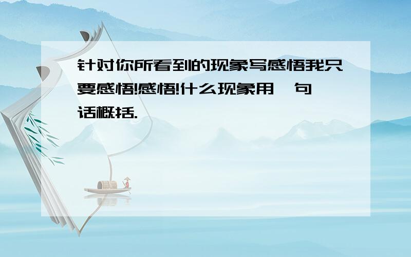 针对你所看到的现象写感悟我只要感悟!感悟!什么现象用一句话概括.