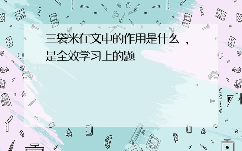 三袋米在文中的作用是什么 ,是全效学习上的题