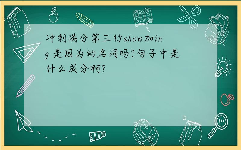 冲刺满分第三行show加ing 是因为动名词吗?句子中是什么成分啊?