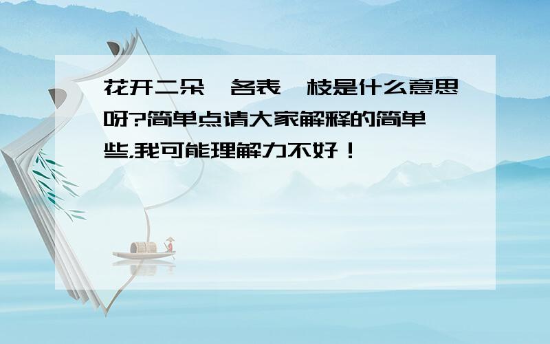 花开二朵,各表一枝是什么意思呀?简单点请大家解释的简单一些，我可能理解力不好！