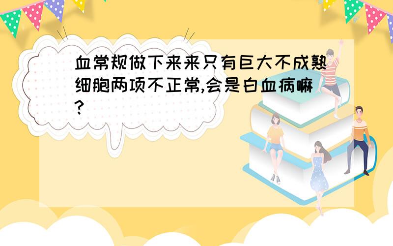 血常规做下来来只有巨大不成熟细胞两项不正常,会是白血病嘛?