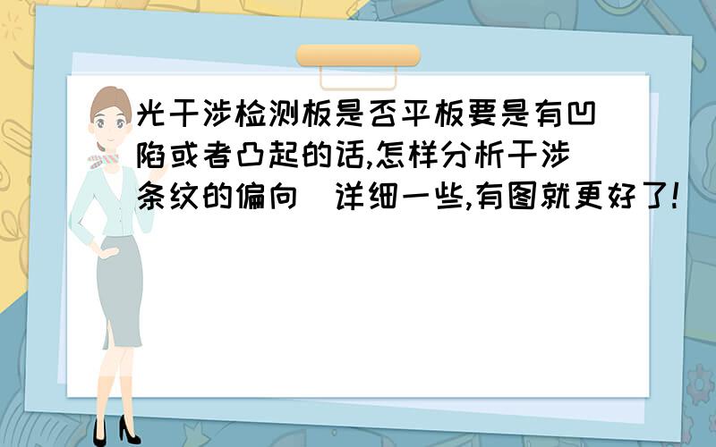 光干涉检测板是否平板要是有凹陷或者凸起的话,怎样分析干涉条纹的偏向（详细一些,有图就更好了!）