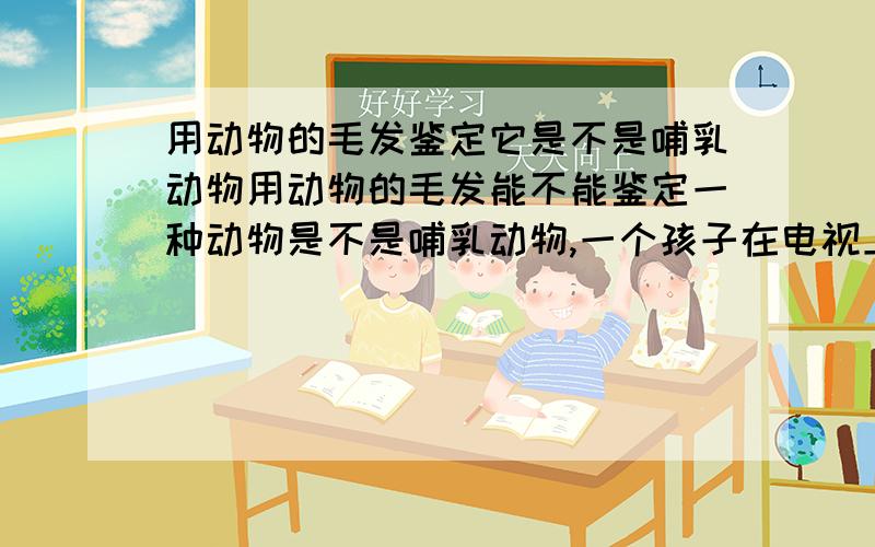 用动物的毛发鉴定它是不是哺乳动物用动物的毛发能不能鉴定一种动物是不是哺乳动物,一个孩子在电视上看到后,问我的问题……据说是什么顺着摸会怎样,逆着摸会怎样……根据这来确定…