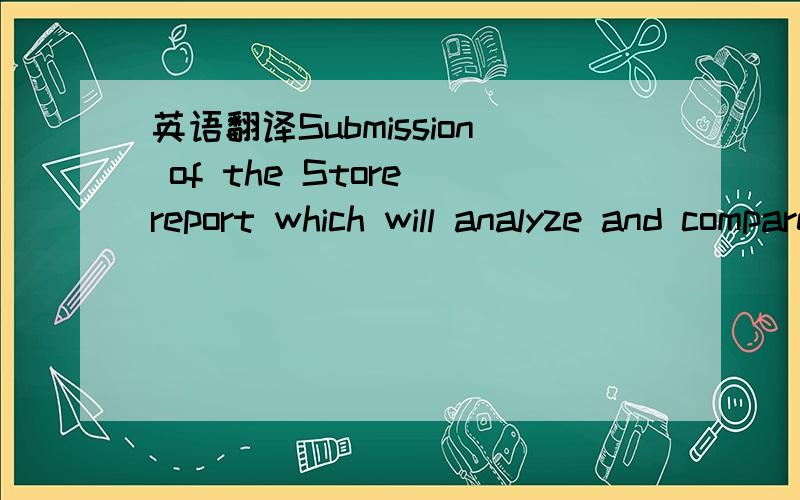 英语翻译Submission of the Store report which will analyze and compare the department of two of your current customers with that of two department stores that your company does not service.请翻译一下,