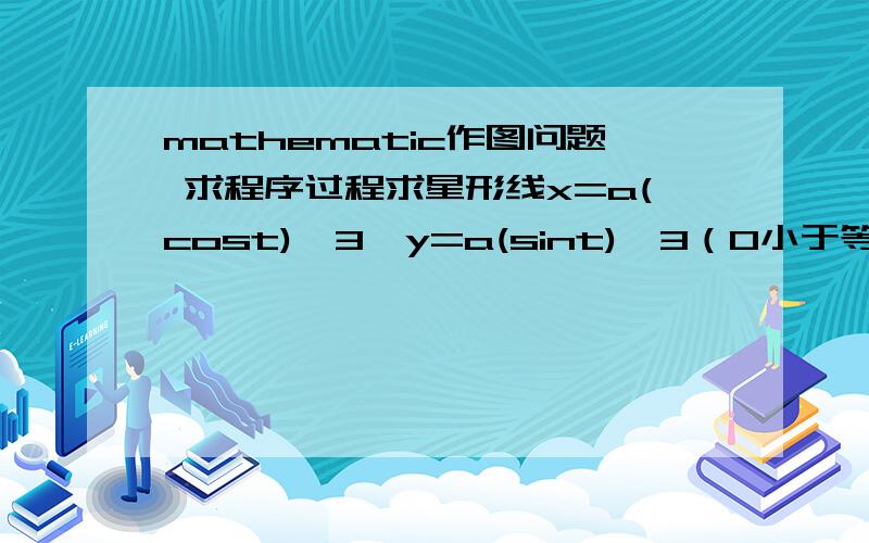 mathematic作图问题 求程序过程求星形线x=a(cost)^3,y=a(sint)^3（0小于等于t小于等于2π）所围成图形面积