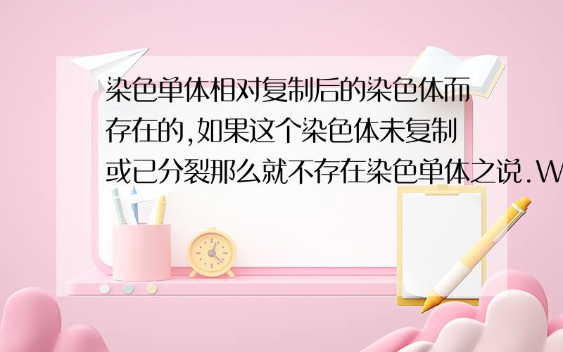 染色单体相对复制后的染色体而存在的,如果这个染色体未复制或已分裂那么就不存在染色单体之说.Why