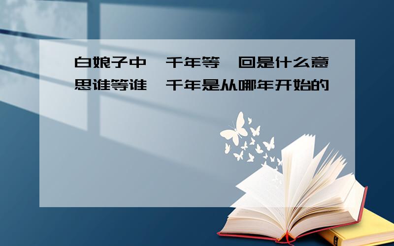 白娘子中,千年等一回是什么意思谁等谁,千年是从哪年开始的