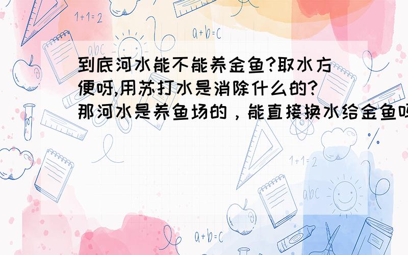 到底河水能不能养金鱼?取水方便呀,用苏打水是消除什么的?那河水是养鱼场的，能直接换水给金鱼吗？人能不能喝不敢保证，总之是绿油油的，看着还不错的水。