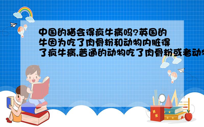 中国的猫会得疯牛病吗?英国的牛因为吃了肉骨粉和动物内脏得了疯牛病,普通的动物吃了肉骨粉或者动物的内脏是否会得疯牛病,瑞士发现过猫得疯牛病,那中国的流浪猫也是什么都吃,为什么