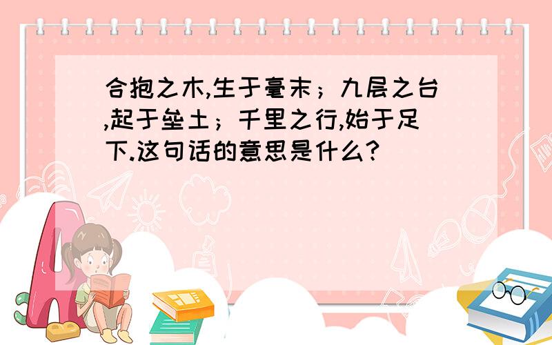 合抱之木,生于毫末；九层之台,起于垒土；千里之行,始于足下.这句话的意思是什么?