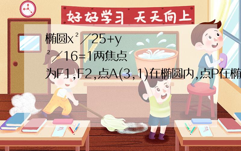 椭圆x²╱25+y²╱16=1两焦点为F1,F2,点A(3,1)在椭圆内,点P在椭圆上,求|PF1|+|PA|的最值