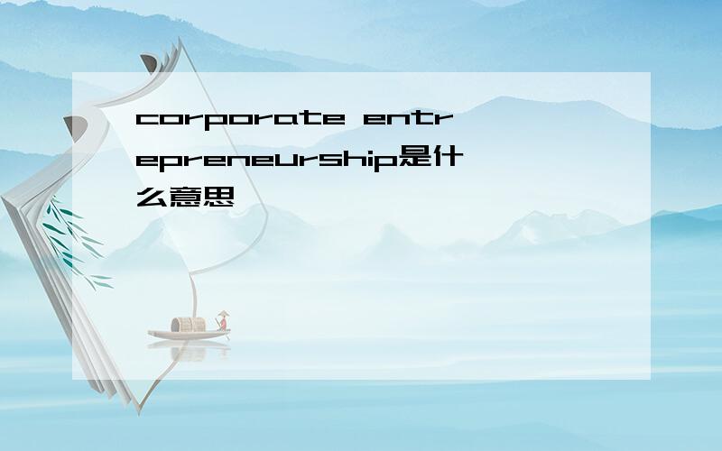 corporate entrepreneurship是什么意思