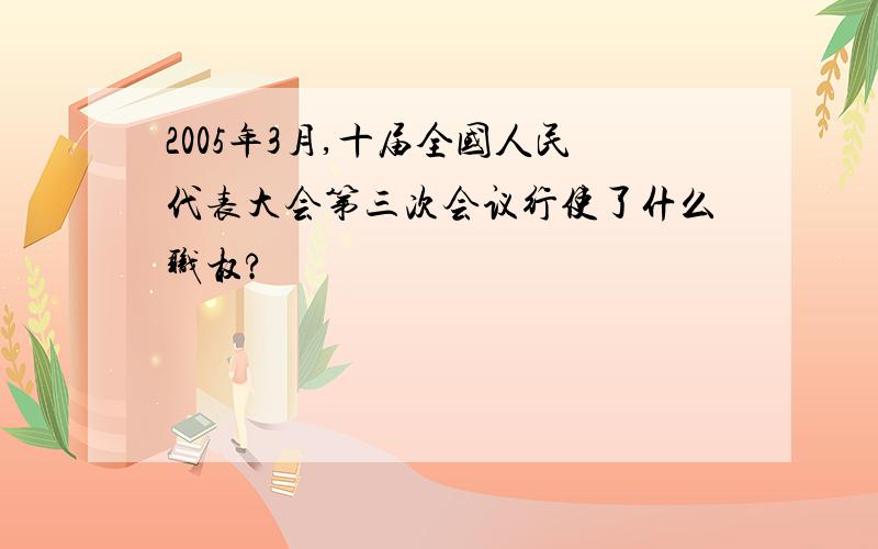 2005年3月,十届全国人民代表大会第三次会议行使了什么职权?