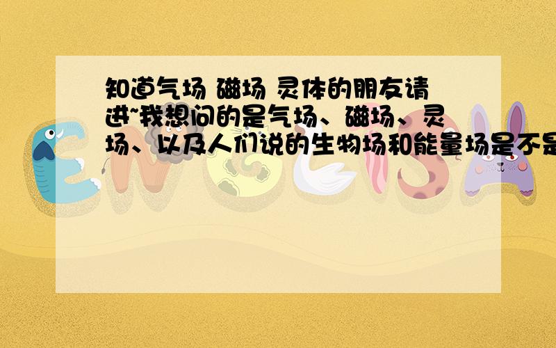 知道气场 磁场 灵体的朋友请进~我想问的是气场、磁场、灵场、以及人们说的生物场和能量场是不是指的就是一个东西?