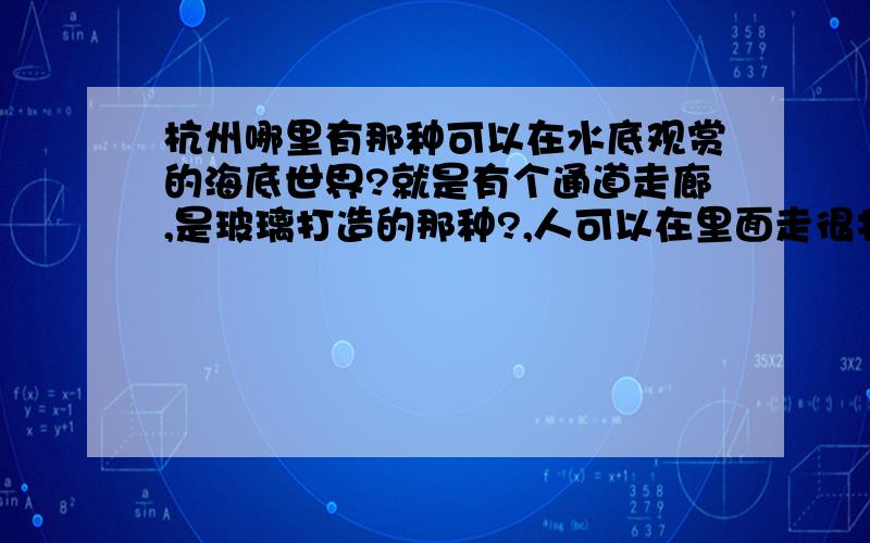 杭州哪里有那种可以在水底观赏的海底世界?就是有个通道走廊,是玻璃打造的那种?,人可以在里面走很壮观.