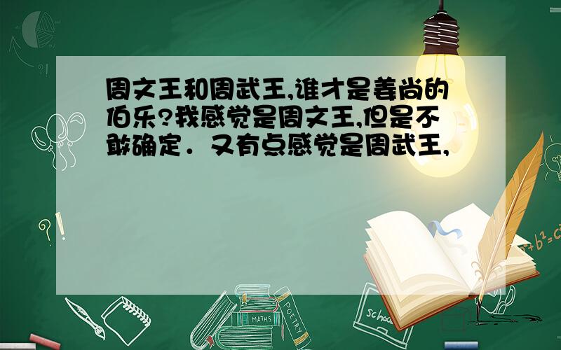 周文王和周武王,谁才是姜尚的伯乐?我感觉是周文王,但是不敢确定．又有点感觉是周武王,