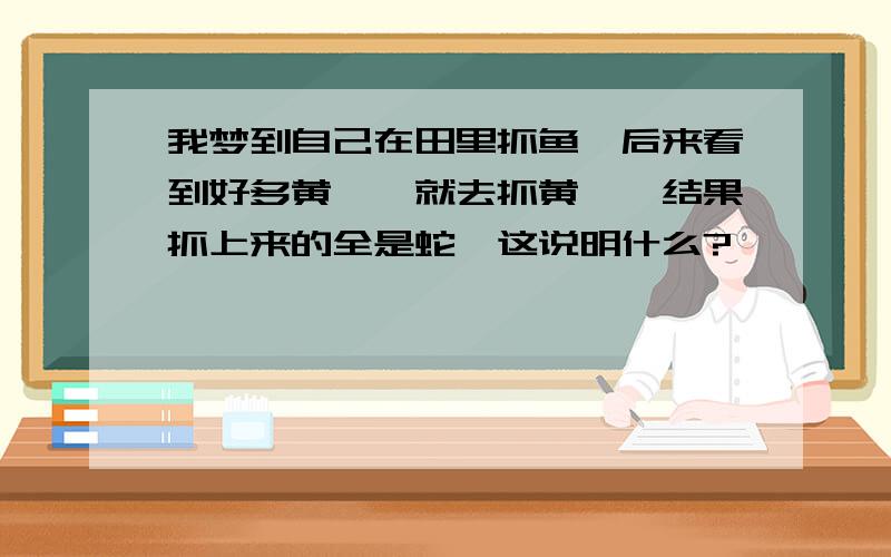 我梦到自己在田里抓鱼,后来看到好多黄鳝,就去抓黄鳝,结果抓上来的全是蛇,这说明什么?