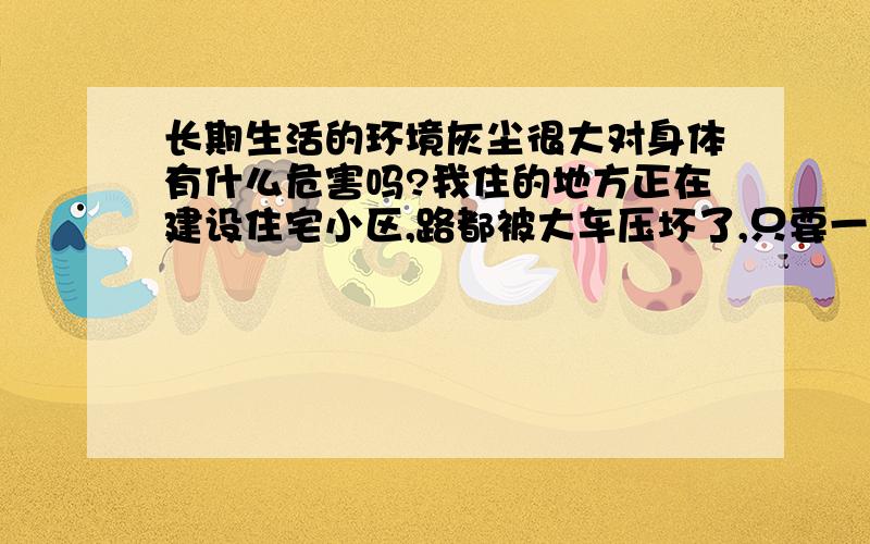 长期生活的环境灰尘很大对身体有什么危害吗?我住的地方正在建设住宅小区,路都被大车压坏了,只要一过车就满天灰尘,白天连窗户都不敢开,晚上回家满屋都是灰尘,一走路就能带起来那种,非