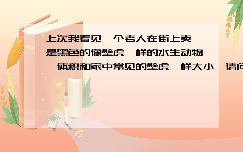 上次我看见一个老人在街上卖,是黑色的像壁虎一样的水生动物,体积和家中常见的壁虎一样大小,请问是什么?还有,那个老人卖7元-15元一条!