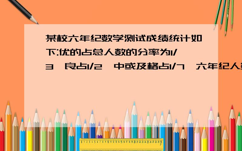 某校六年纪数学测试成绩统计如下:优的占总人数的分率为1/3,良占1/2,中或及格占1/7,六年纪人数不少于130人,不超过150人,问不及格的有多少人?