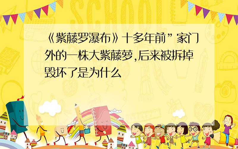 《紫藤罗瀑布》十多年前”家门外的一株大紫藤萝,后来被拆掉毁坏了是为什么