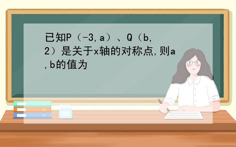 已知P（-3,a）、Q（b,2）是关于x轴的对称点,则a,b的值为