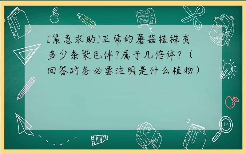 [紧急求助]正常的蘑菇植株有多少条染色体?属于几倍体?（回答时务必要注明是什么植物）