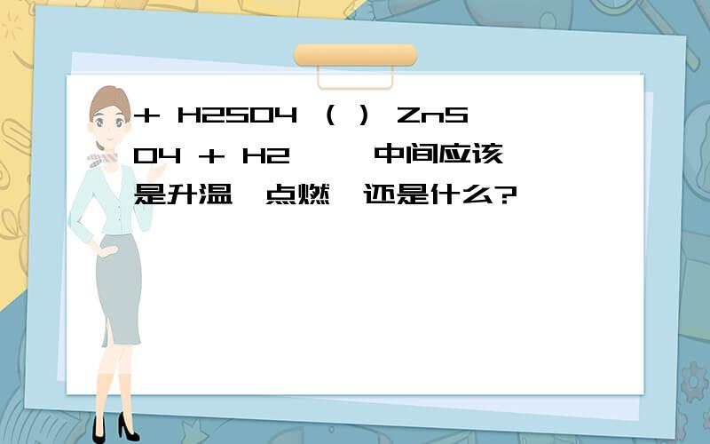 + H2SO4 （） ZnSO4 + H2↑ ,中间应该是升温、点燃,还是什么?