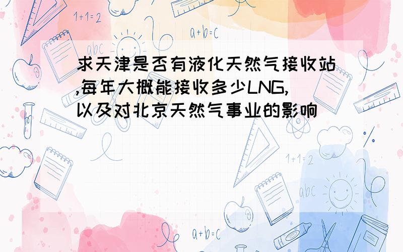 求天津是否有液化天然气接收站,每年大概能接收多少LNG,以及对北京天然气事业的影响