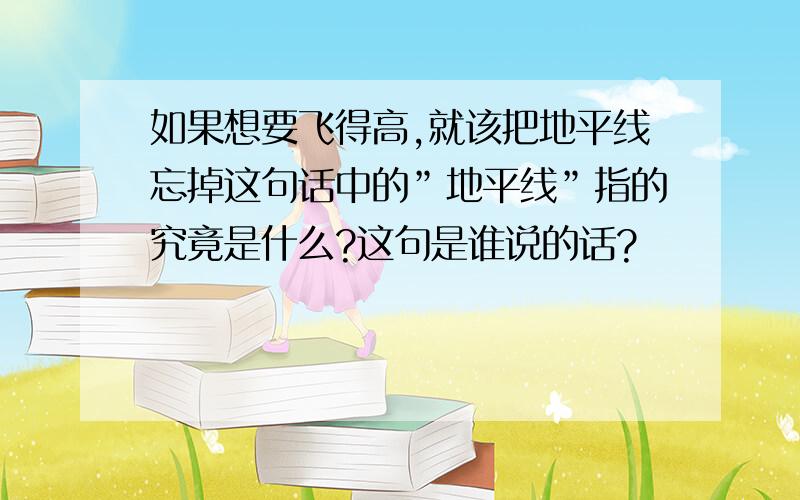 如果想要飞得高,就该把地平线忘掉这句话中的”地平线”指的究竟是什么?这句是谁说的话?