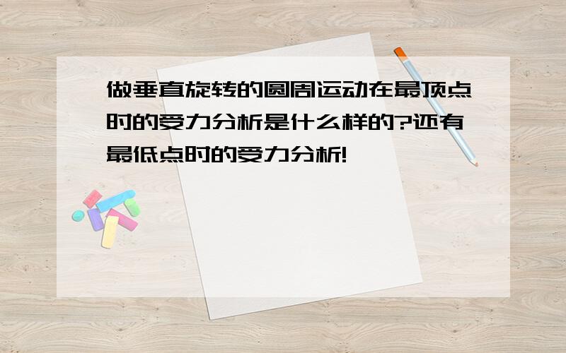 做垂直旋转的圆周运动在最顶点时的受力分析是什么样的?还有最低点时的受力分析!