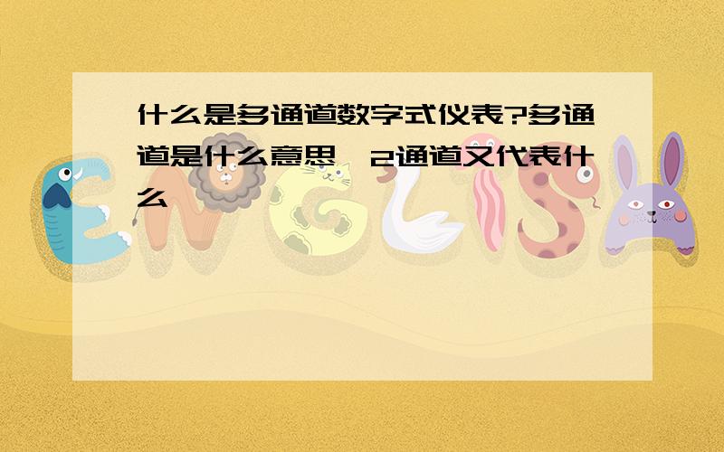 什么是多通道数字式仪表?多通道是什么意思,2通道又代表什么