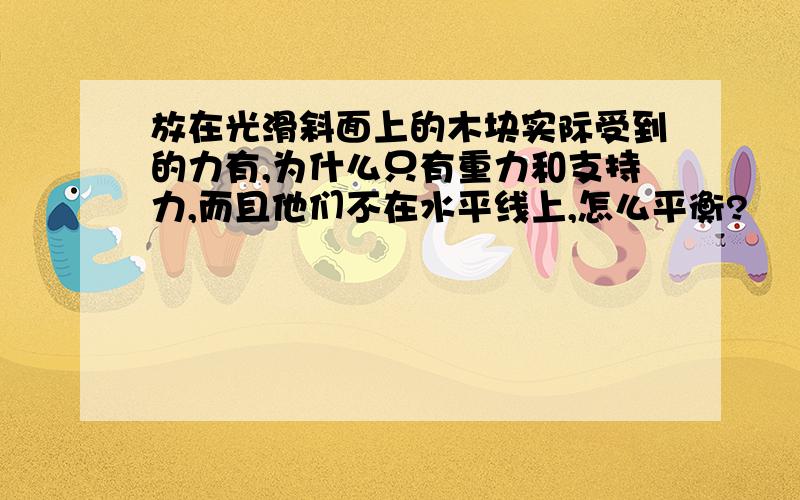 放在光滑斜面上的木块实际受到的力有,为什么只有重力和支持力,而且他们不在水平线上,怎么平衡?