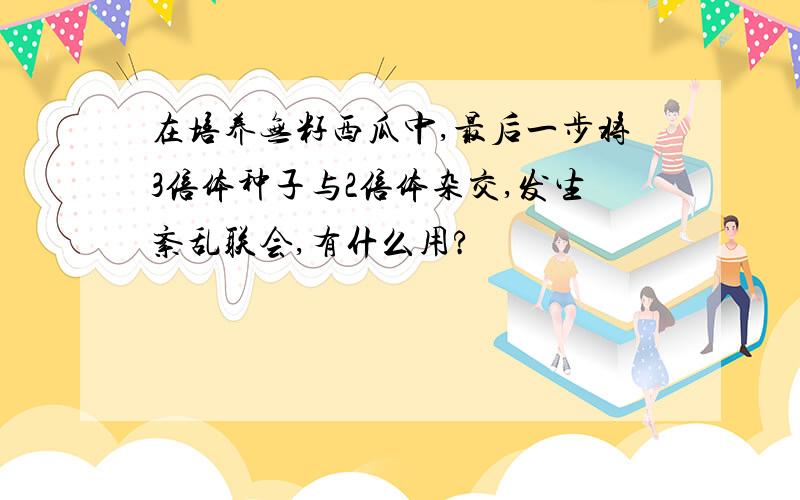 在培养无籽西瓜中,最后一步将3倍体种子与2倍体杂交,发生紊乱联会,有什么用?